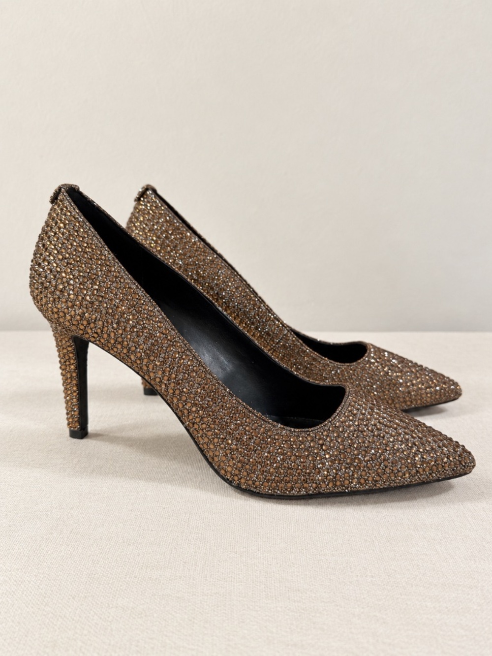 Michael Kors Bronze Rhinestone Pointed-Toe Stiletto Pumps Size 10